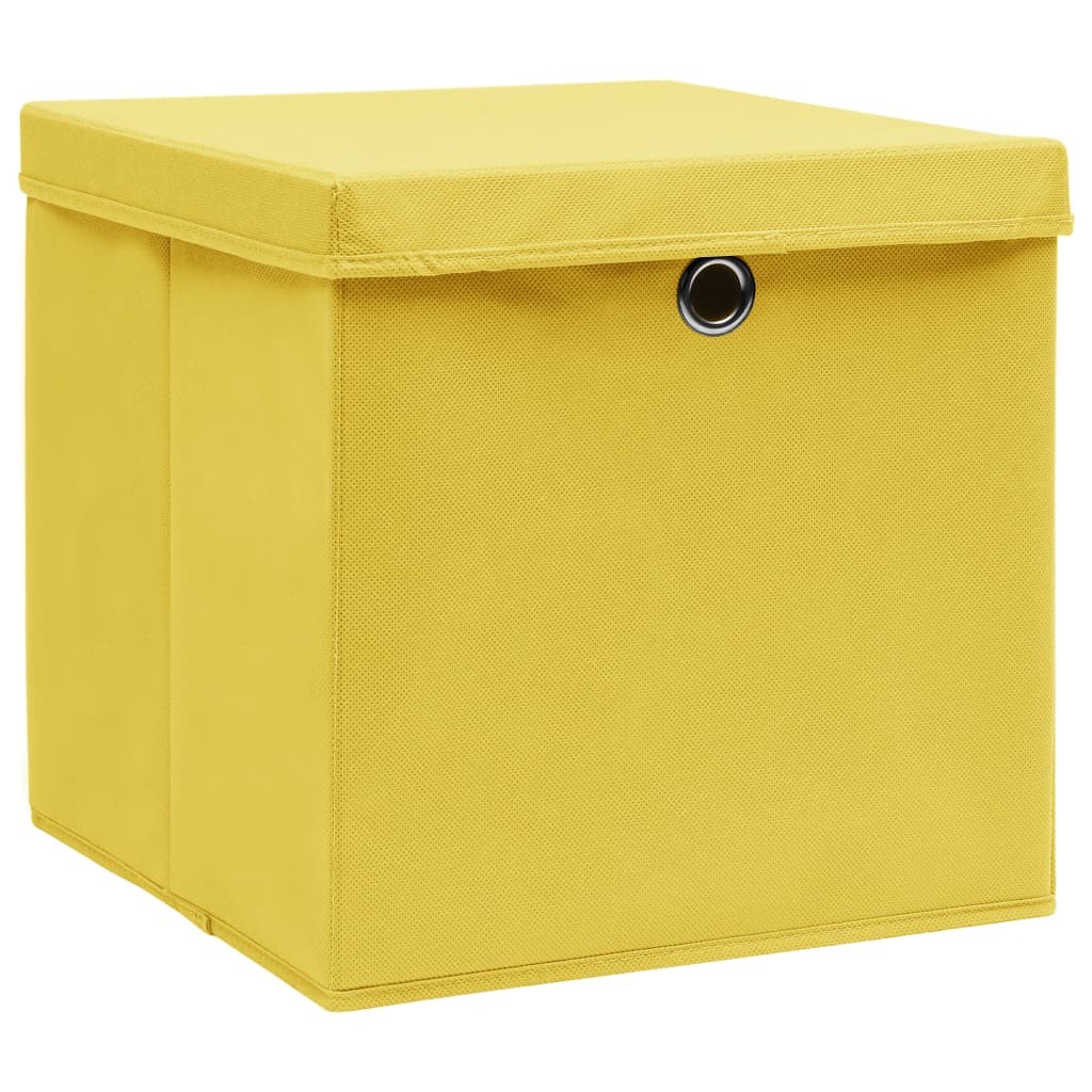 Storage Boxes with Covers 10 pcs 28x28x28 cm Yellow